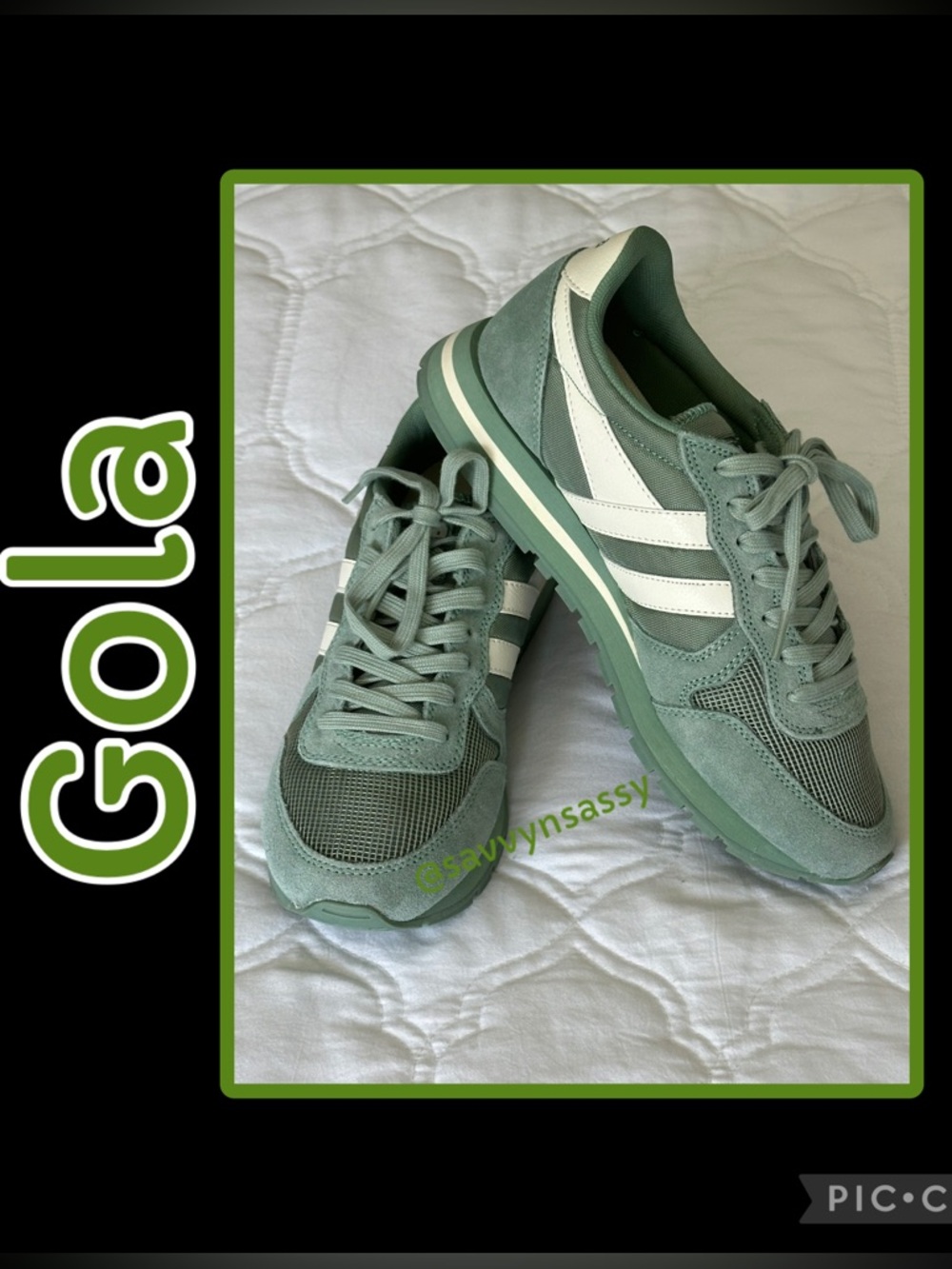 Gola Sage Green and White Retro Sneakers